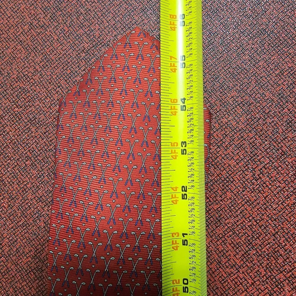 Vintage Lauren Ralph Lauren Silk Tie‎ OS Red Golf Club Pattern Old Money Office